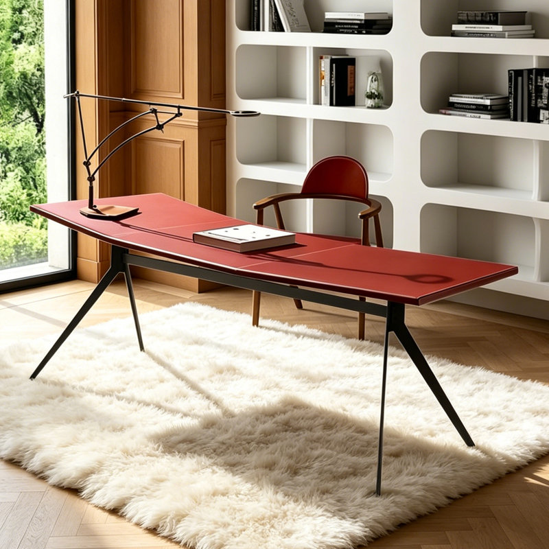 Bureau Oswal, Rouge / Noir, H 29,53 po x l 78,74 po x P 31,5 po
