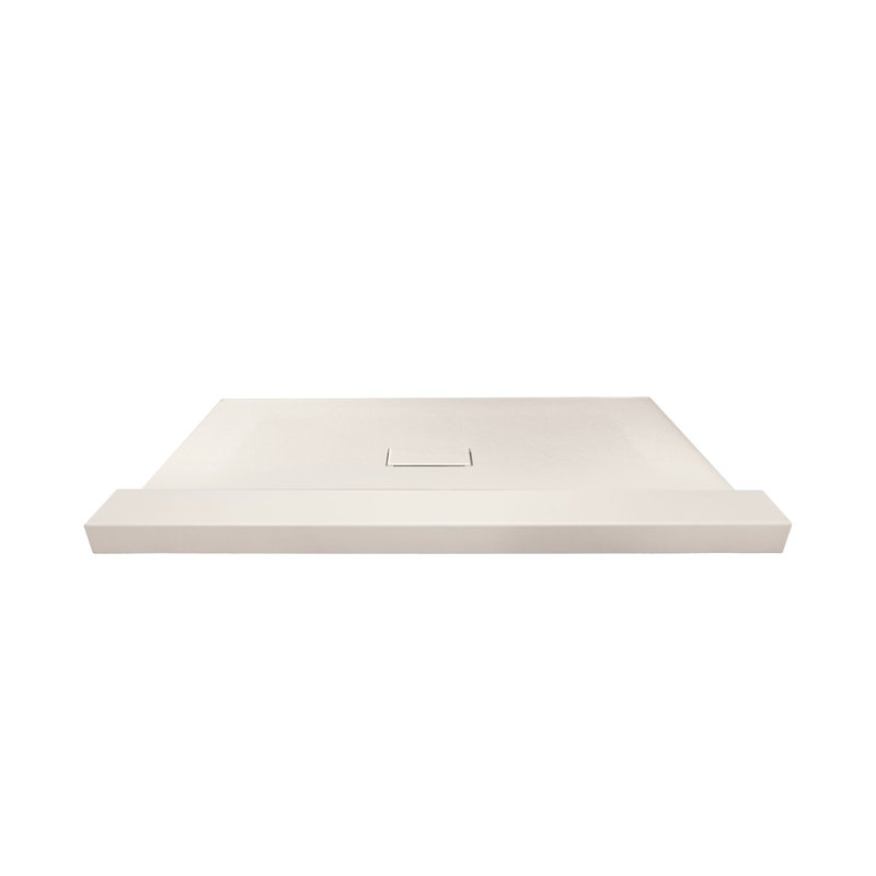 Transolid Trimslate 63-in x 40-in Shower Base with Adjustable Single Threshold and Center Drain, Cameo