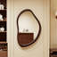 Miroir mural irrégulier, miroir de salle de bain en bois 35 po x 24 po, miroir de meuble-lavabo rustique noyer foncé pour salle de bain, entrée / salon, horizontal / vertical