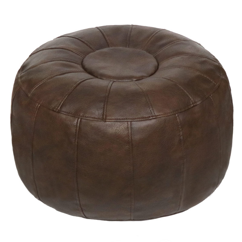 Repose-pieds en cuir 21,7 po Limbrey, Cuir profond café assorti