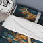 Ensemble de housse de couette à spirales abstraites Gold Teal Abstract Spirals II - Microfibre de polyester-1616942992
