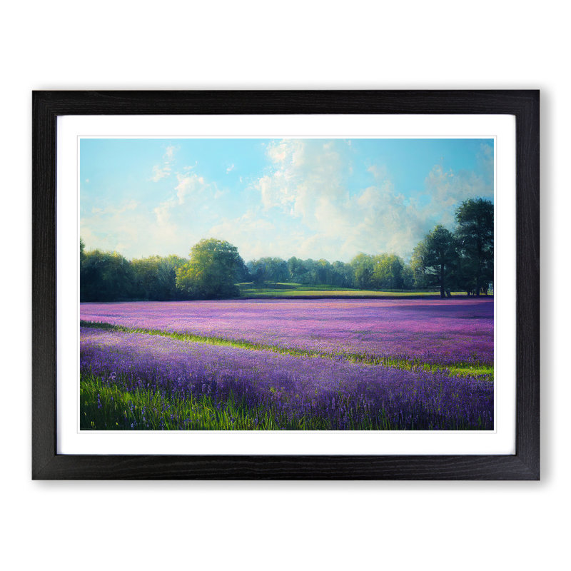 Head Turning Bluebell Field - Single Picture Frame Print, Black, 46cm H x 64cm W