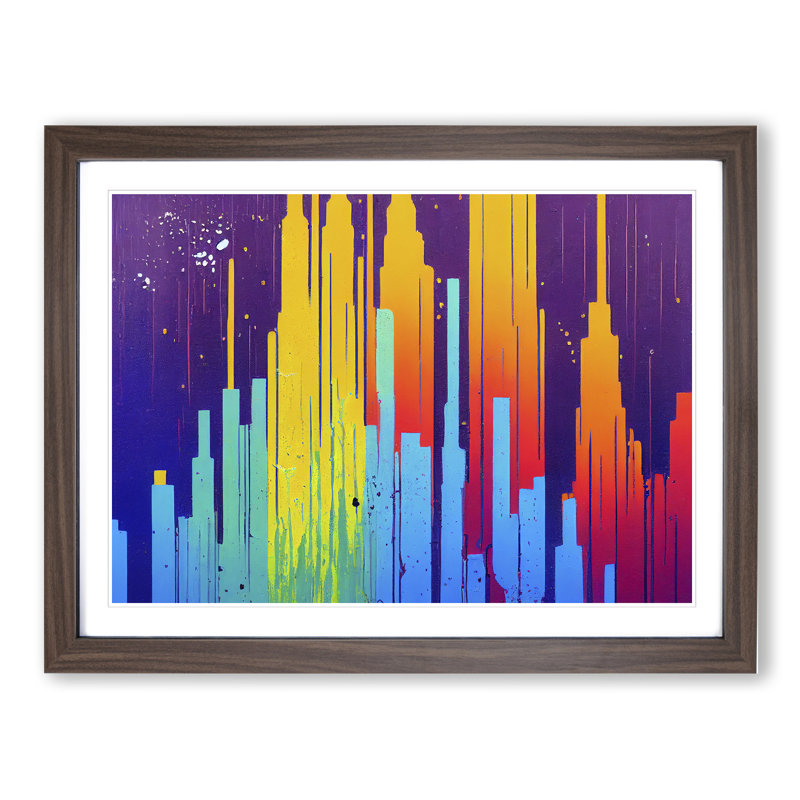 Spellbinding City Skyline Architecture - Framed Print, 25cm H x 34cm W, Walnut Frame