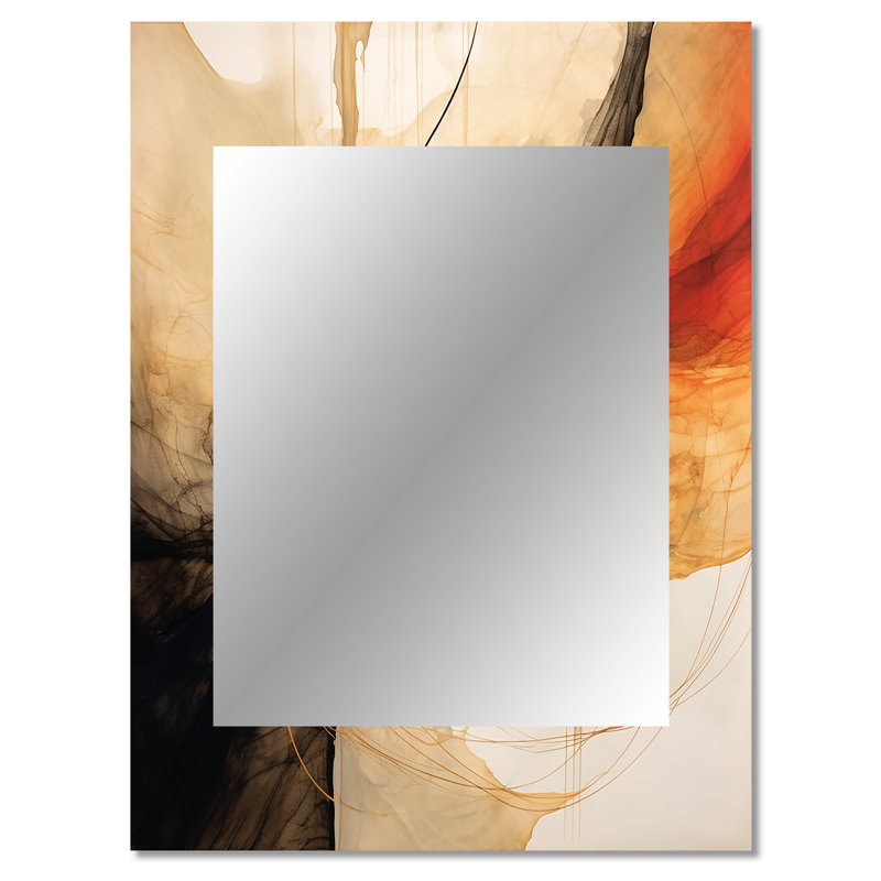 «Abstract Earth Poetry In Motion Retro Waves II - Abstract Shapes Unique Mirror, Modern Large Wall Mirror, Art imprimé en métal