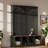 Farmhouse Hall Tree With 4 Hidden Hanging Hooks, Seating Bench, Storage Cabinet And Open Compartment-1752741529