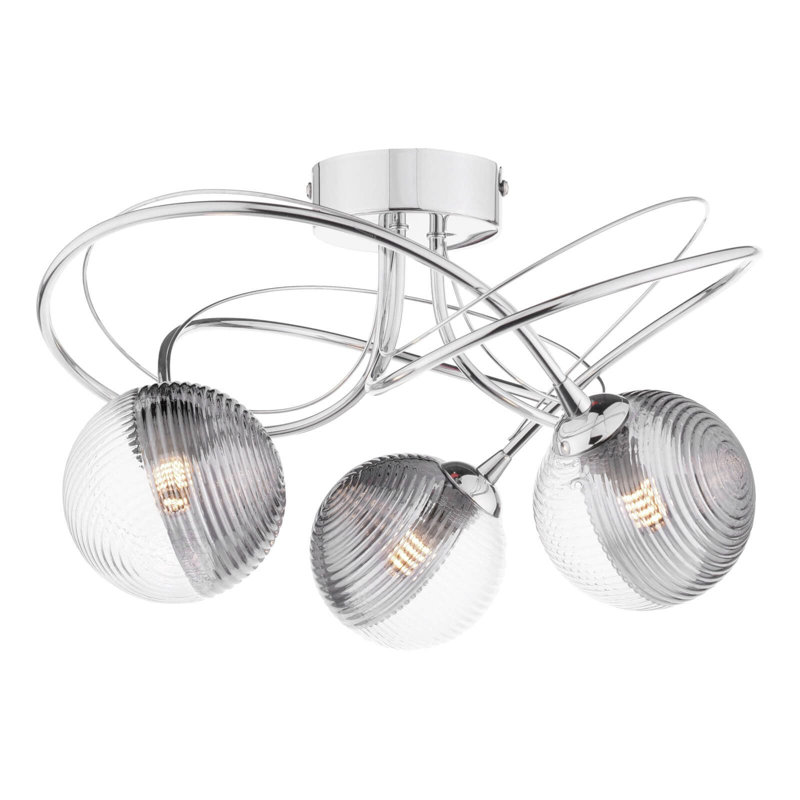 Flush Mount, 3 Lights, 20 cm H x 34 cm W x 34 cm D