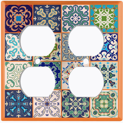 Patterned 2 - Gang Duplex Outlet Standard Wall Plate