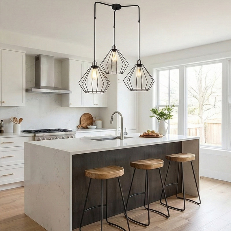 Luminaire suspendu en métal à hauteur réglable 3 lumières