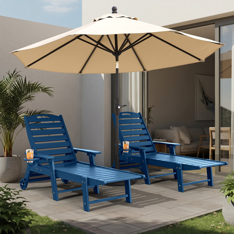  Ensemble de chaises longues de piscine avec chaises longues, Marine