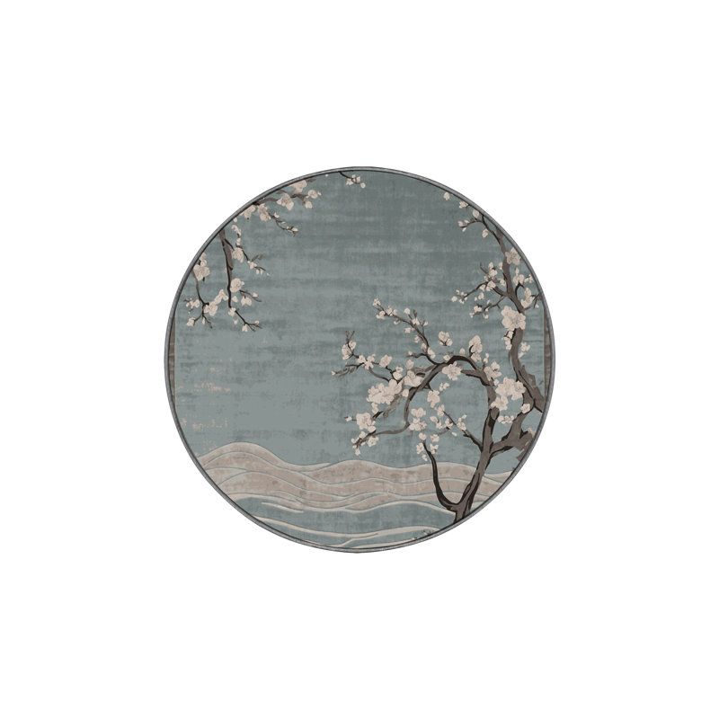 Machine Washable Gray Area Rug, Round 3'
