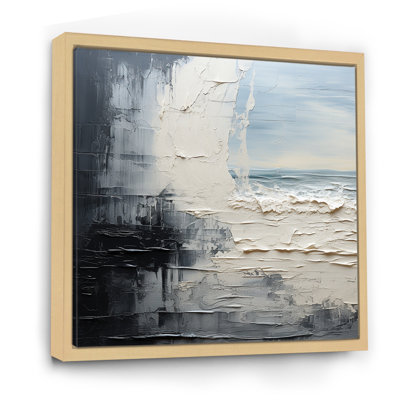 Peinture abstraite liquide crème et noire II - décoration murale abstraite