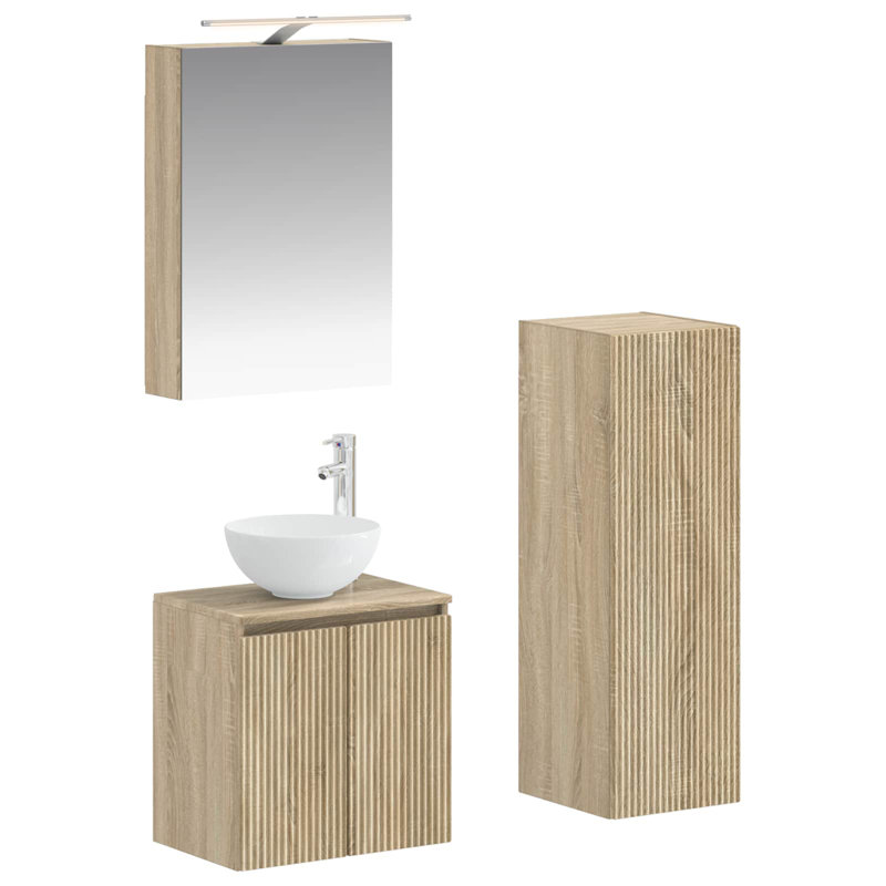 Vanity & Mirror Set, Light Wood