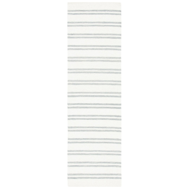 Mataram Hand Tufted Wool And Cotton With Latex Striped Rug, Runner 2'3" x 8'