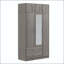 Armoire 3 portes avec miroir, 2 tiroirs et armoire supérieure