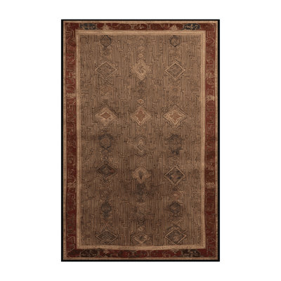 Machine Washable Art Deco Brown Area Rug