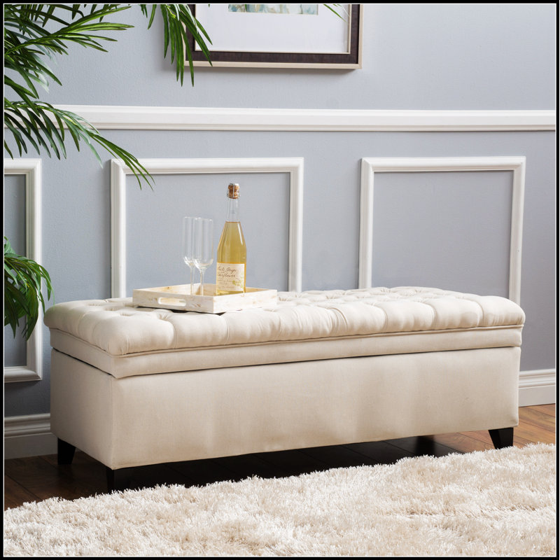 Repose-pieds de rangement élégant et polyvalent JULIANA, parfait pour organiser et rehausser n'importe quelle pièce, Beige