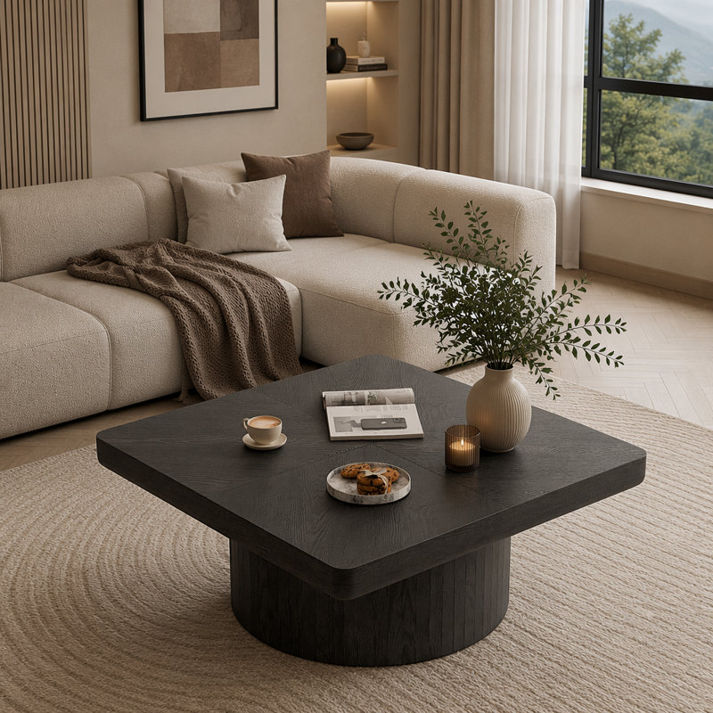 Table basse carrée 34,6 "pour le salon, Noir