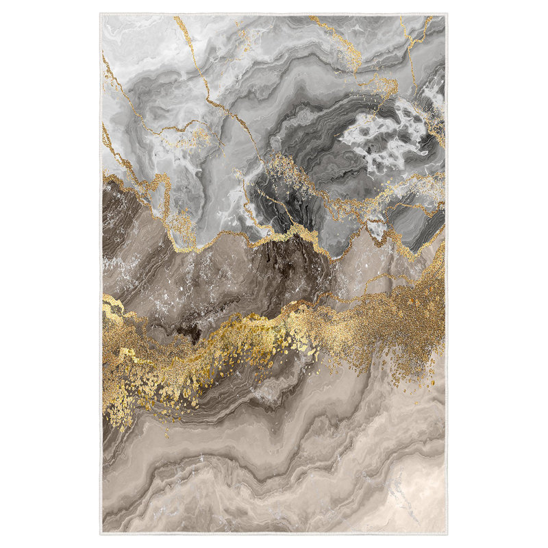 Luxurious Velvet Area Rug (4.6 x 7.2 ft), 100% Antibacterial Fabric, Non-Slip Cotton Backing, Pile Height: 0.4 in | Machine Washable, 3D Digital Print Design | Perfect for Living Room & Bedroom Decor, Soft & Durable