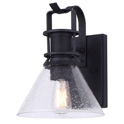 Lanell Black 10.38"" H Outdoor Wall Lantern -  Breakwater Bay, C15664177B2149C195F7D5E93B2AB372