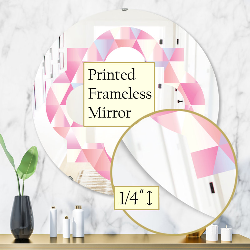 Miroir mural quadrilobe éclectique, H 31,5 po x l po