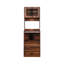 Buffet de cuisine en noyer avec support pour micro-ondes et tiroirs, hauteur 180 cm (70,87 pouces), style ferme.