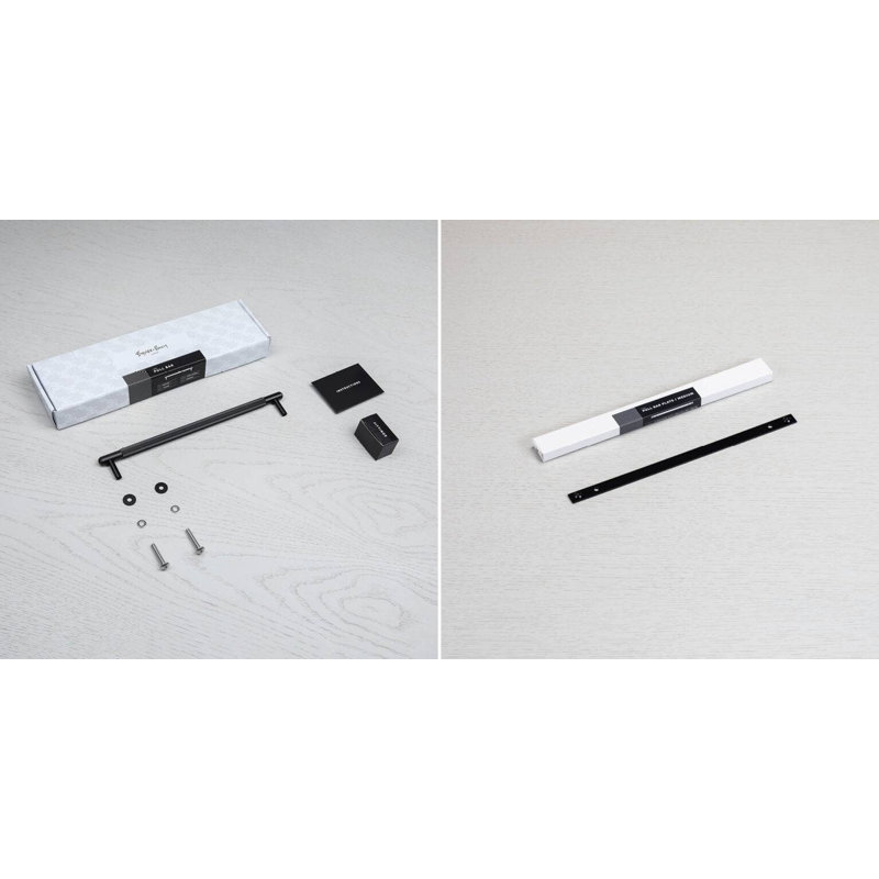 Pull Bar / Plate / Linear, 8 14/16", Black