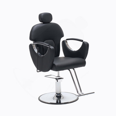 Fauteuil de barbier pour coiffeur, fauteuils inclinables et réglables en hauteur, rotation à 360 degrés, fauteuil de shampooing multifonction pour salon de coiffure (noir moderne)