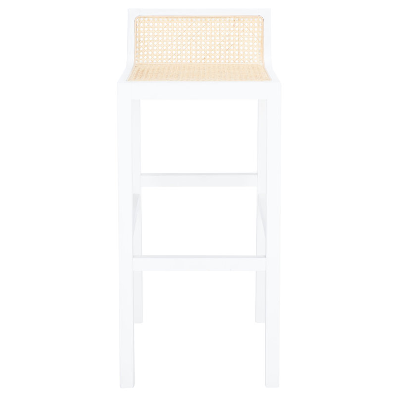 McCarthy Solid Wood Counter Stool, White/Natural, Counter Stool(25.59” Seat Height)