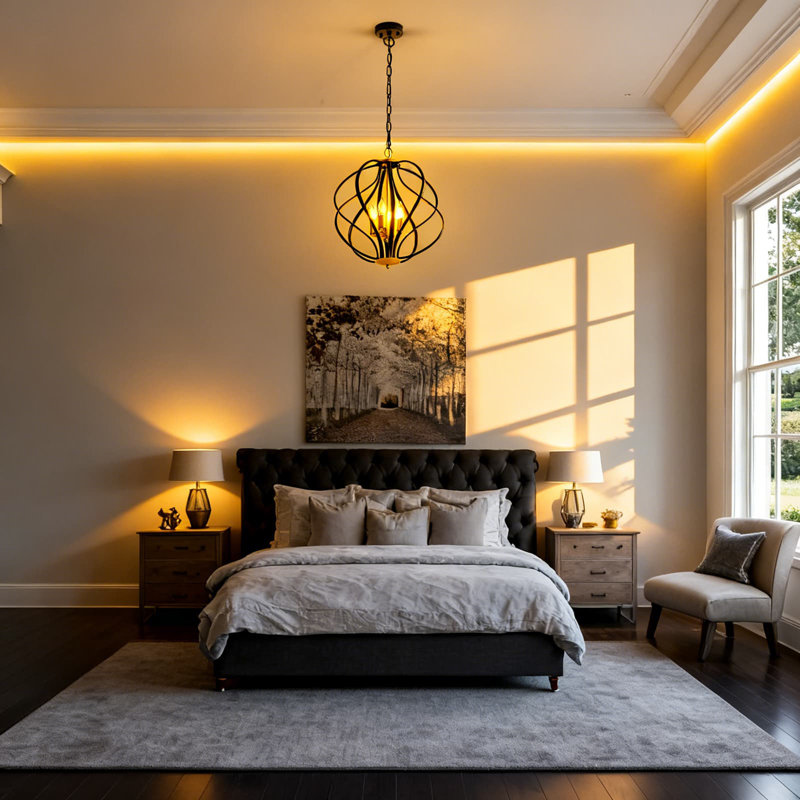 Luminaire suspendu sphérique industriel de 17 pouces, lustre géométrique à 4 lumières avec chaîne réglable pour salle à manger, cuisine, vestibule, vestibule et escalier
