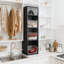 Ensemble de 4 bacs de rangement en plastique transparent - Organisateurs empilables avec poignées pour garde-manger, armoire de cuisine, réfrigérateur, placard, bureau et garage