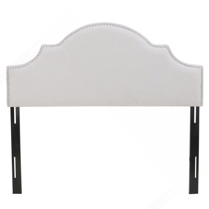 Upholstered Headboard Queen Size, Solid Wood Head Board With Durable Metal Legs, Adjustable Height Queen Headboard With Nailhead Trim In Bedroom