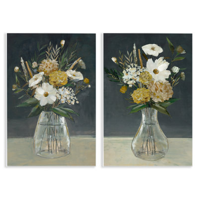 Muted Bouquet Vases Wall Plaque Art Set by Hannah Dawson