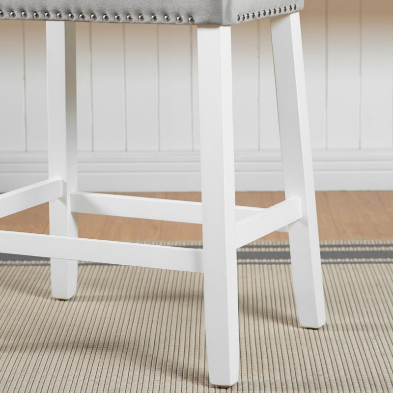 Krusoe Upholstered Counter Stool, Gray