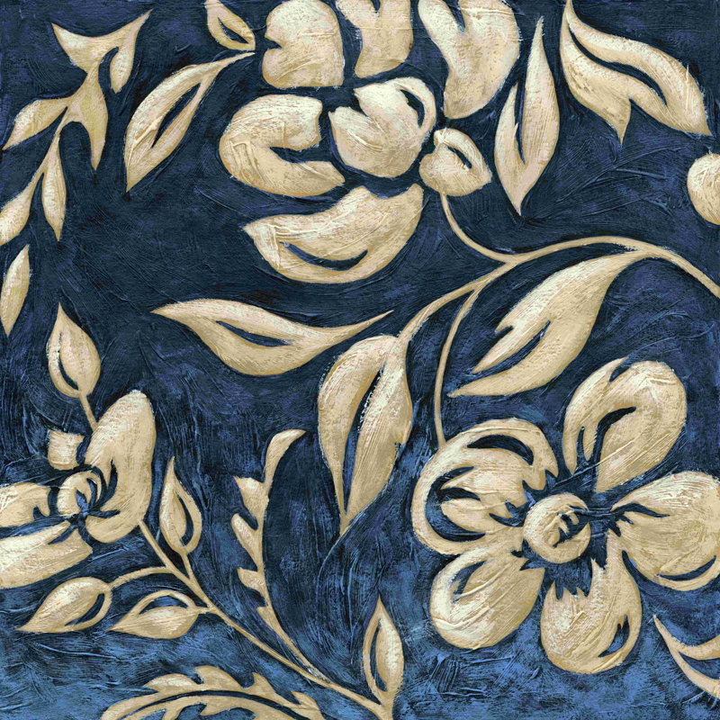 Indigo et crème Brocade I