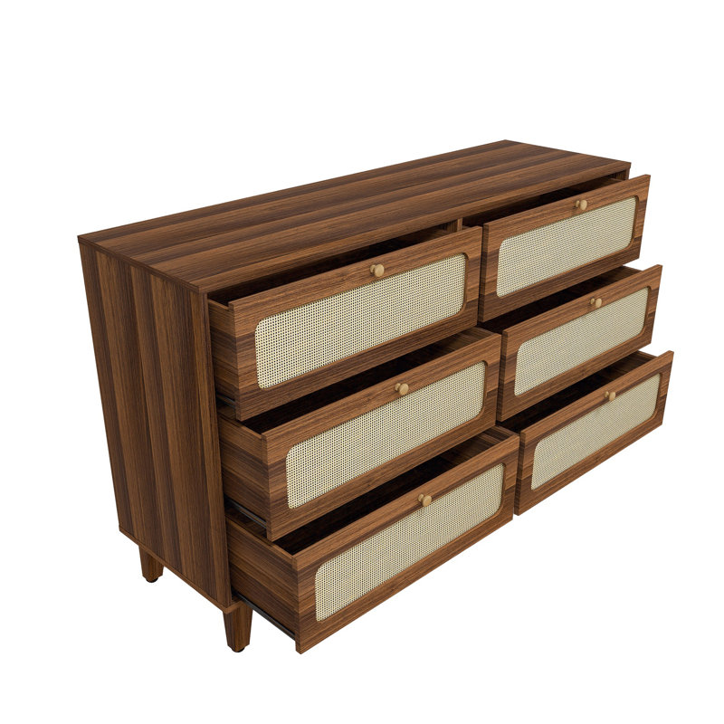 Commode de rangement à 6 tiroirs Chemere, Noyer