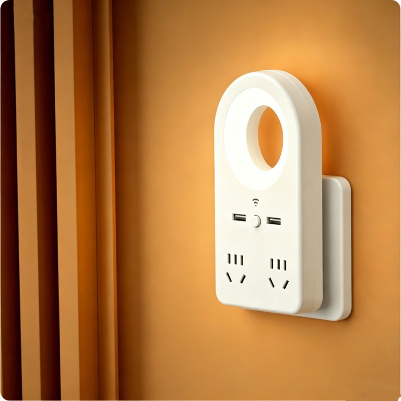 Hub de charge à prise murale avec veilleuse réglable Multi-Port Power Station avec ports et prises USB pour chambre à coucher, salon, dortoir, bureau et maison