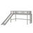 Twin Size Loft Bed With Ladder & Slide, Loftbeds With Safety Rails,Wood Twin Low Loft Bed With Storage Space-1407976291