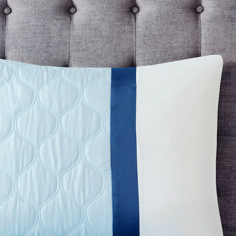 Polyester Comforter, Queen Comforter + 4 Pillowcases, Blue Abstract