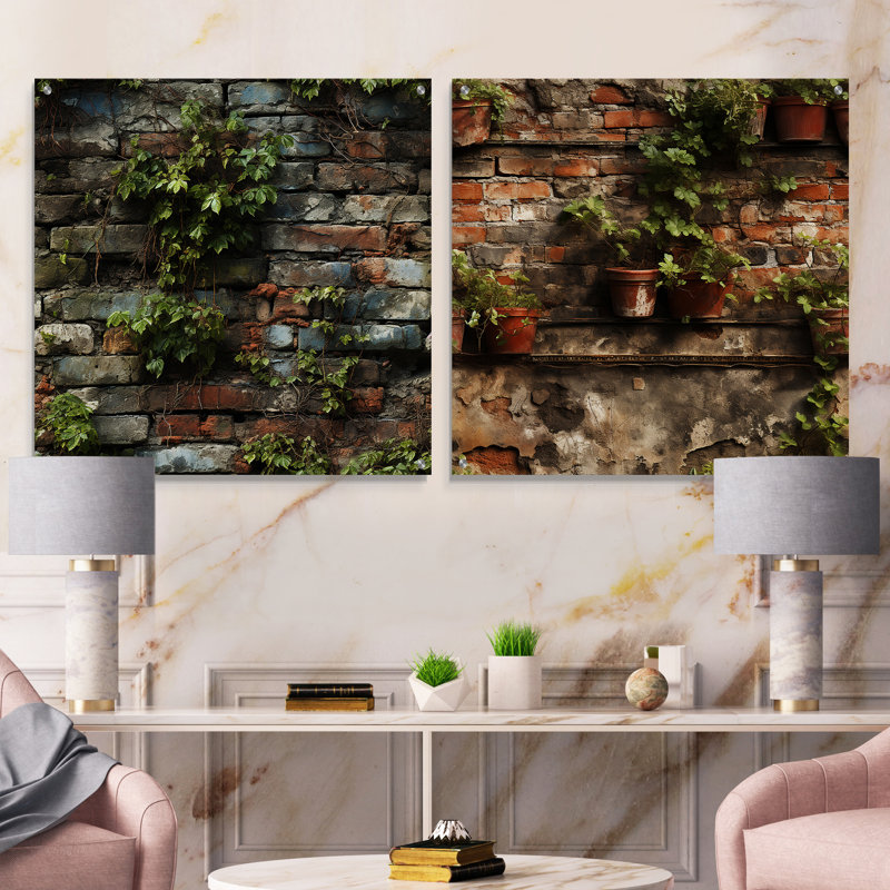 Urban Oasis - Ensemble de 2 verres muraux abstraits en acrylique, H 36 po x l 73 po
