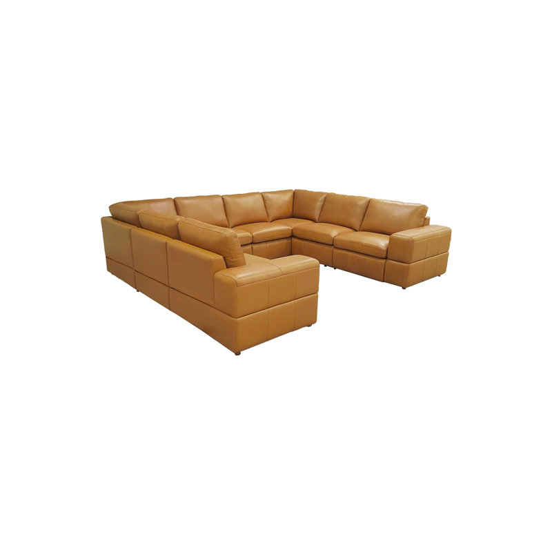 Canapé modulaire à large accoudoirs en cuir assorti