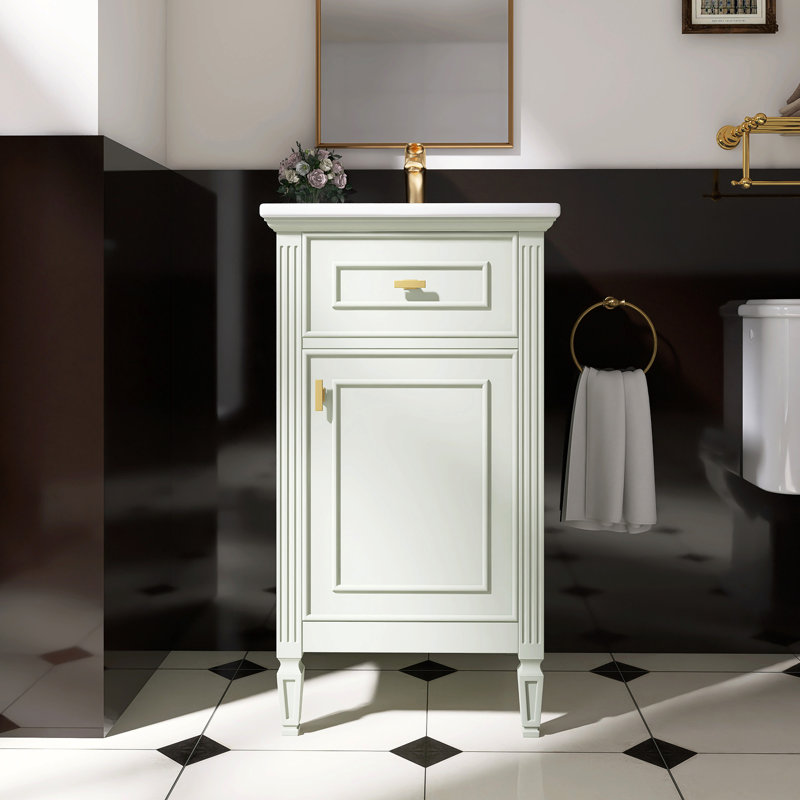 Meuble-lavabo moderne autoportant avec évier, Vert