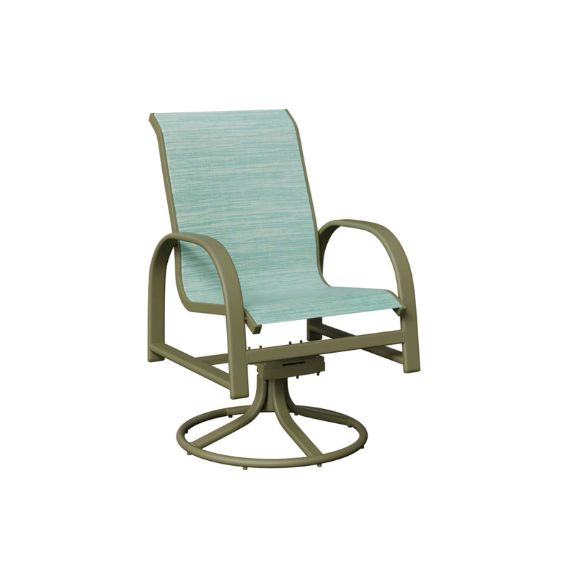 Chaise berçante pivotante en aluminium Amma, Paysage marin, Aluminium vert sauge