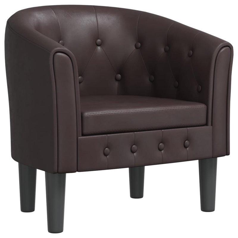Fauteuil de baignoire Winston Porter, Similicuir brun