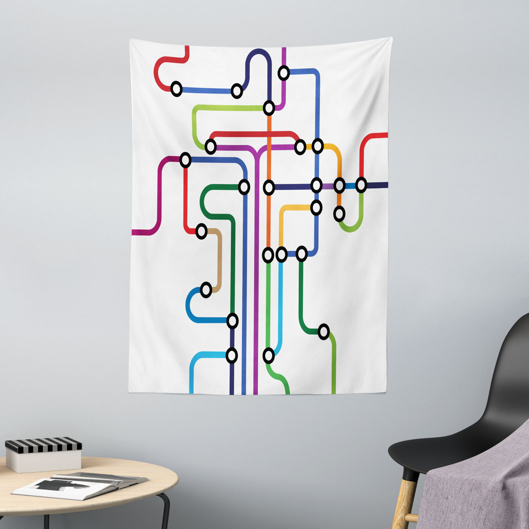 Wandteppich, Abstrakt Bunte U-Bahn, Multicolor