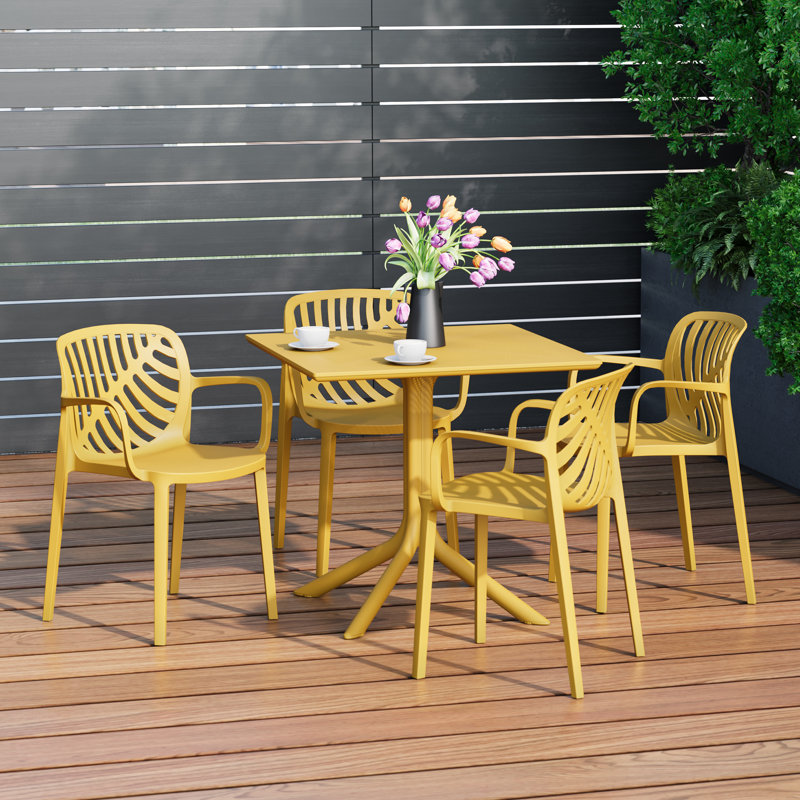 Ensemble repas carré pour 4 personnes, Jaune