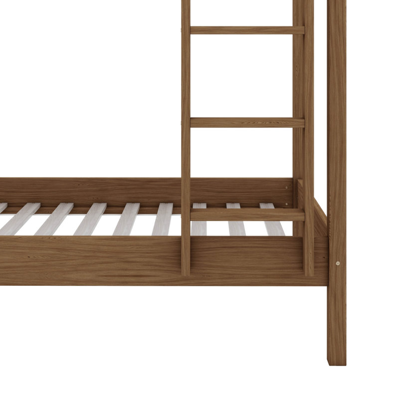 Structure de lit superposé simple en bois d'hévéa avec échelle