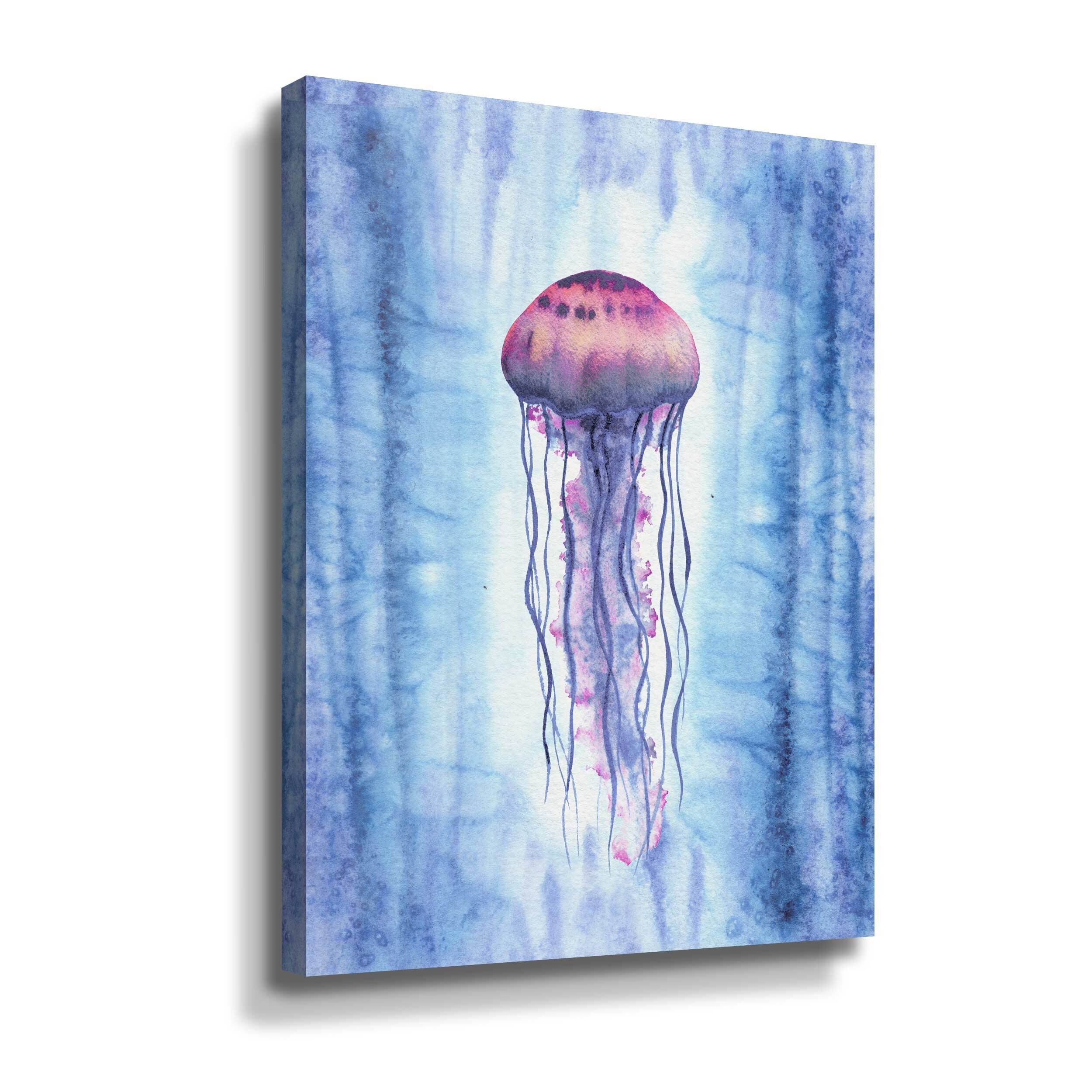 Jellyfish Under The Ocean Sea World Magic II by Irina Sztukowski - Painting Print on Canvas Highland Dunes Format: Wrapped Canvas, Size: 24 H x 18 W