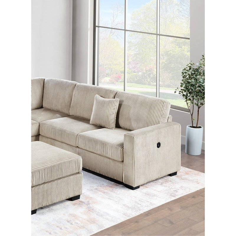 Canapé modulaire 4 pièces en velours côtelé camel pour votre espace de vie, en forme de L avec un, coin de coin et cocktail, oreillers inclus, arrangement, compatibilité, coin,
