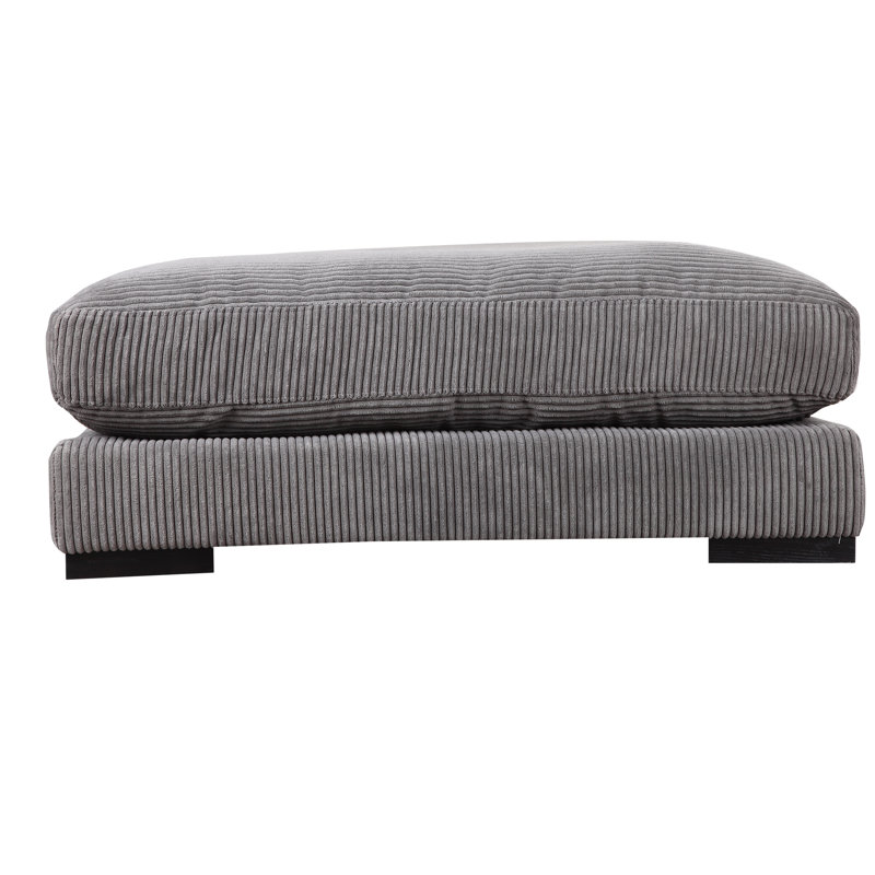 Lonsdale Square Ottoman, Gray Corduroy