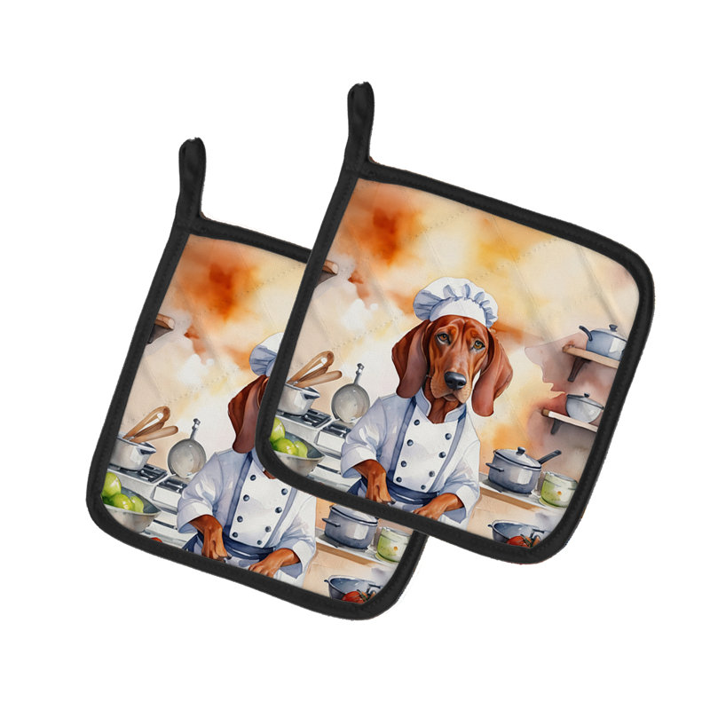Caroline's Treasures The Dog Chef Polyester Potholder Set